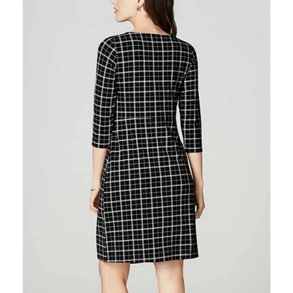 NWT $119 J. Jill Wearever Collection Faux Wrap Dress Black Plaid Women Size LP - Picture 2 of 15